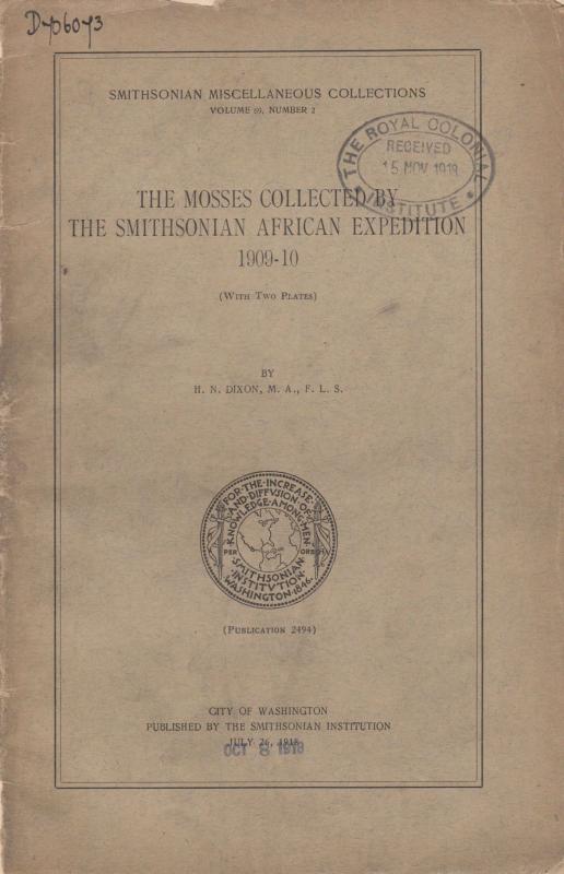 1910 Smithsonian African Expedition Geography Flowers Africa Old War WW1 Book