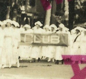 RPPC c1910 WOMEN'S RIGHTS MARCH Parade GIANT AMERICAN FLAG Social History 