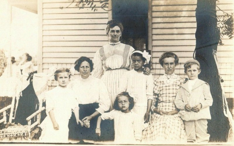 c1910 Grandma Ladies & Children Victorian Clothes Antique RPPC Photo Postcard 