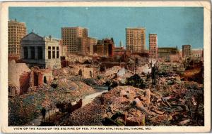 View of Ruins of Baltimore Fire in 1904 MD Vintage Postcard R06