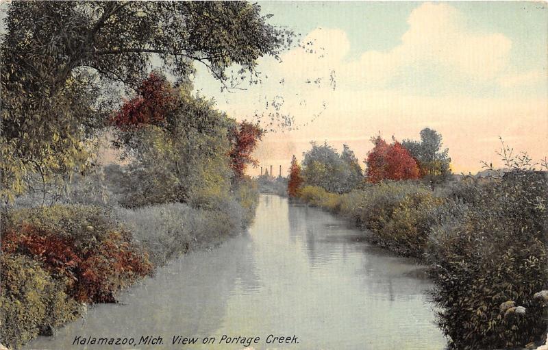 Kalamazoo Michigan~Portage Creek View in Coutry~1911 Postcard