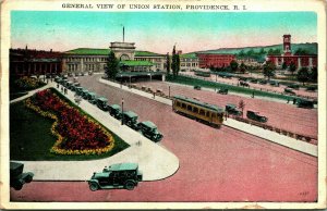 General View Union Railroad Station Providence Rhode Island RI WB Postcard C3