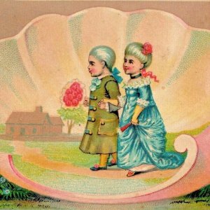 c1880s Cute Victorian Aged Married Kid Couple Trade Card Seashell Home Vision C7