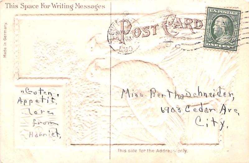 Thanksgiving  very small chip left bottom corner tip, light postal marking on...