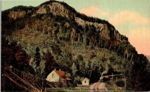 Postcard NH Train Passing by Frankenstein Cliff Crawford Notch Railway ~1910 S89