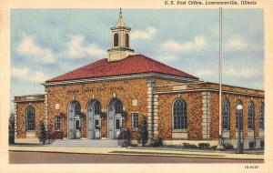 Lawrenceville Illinois Post Office Street View Antique Postcard K50828