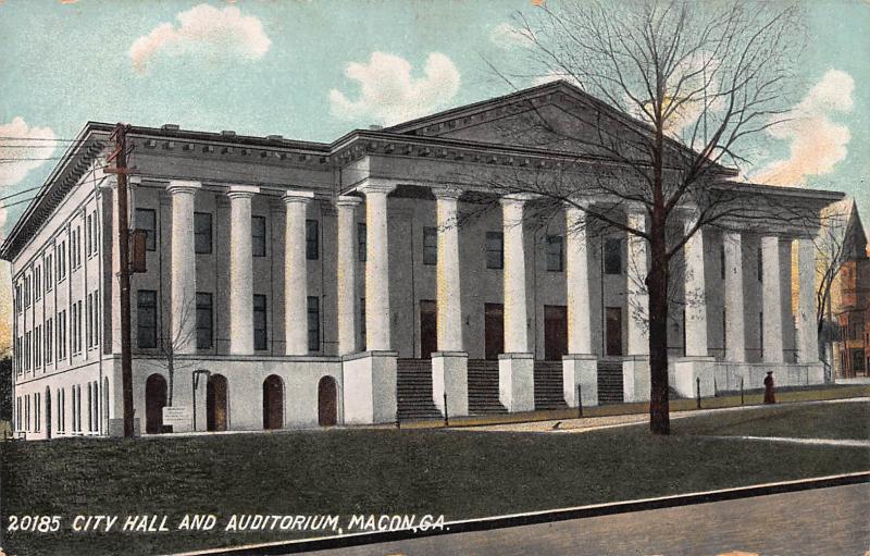 City Hall and Auditorium, Macon, Georgia., Early Postcard, Unused