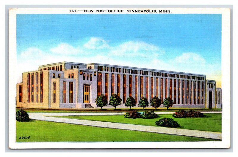 New Post Office Building Minneapolis Minnesota MN UNP WB Postcard F21