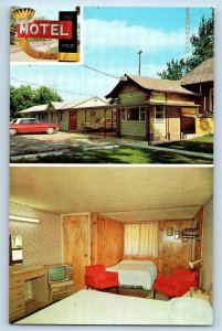 Angola Indiana Postcard King's Motel And Restaurant Interior c1960s Vintage Car