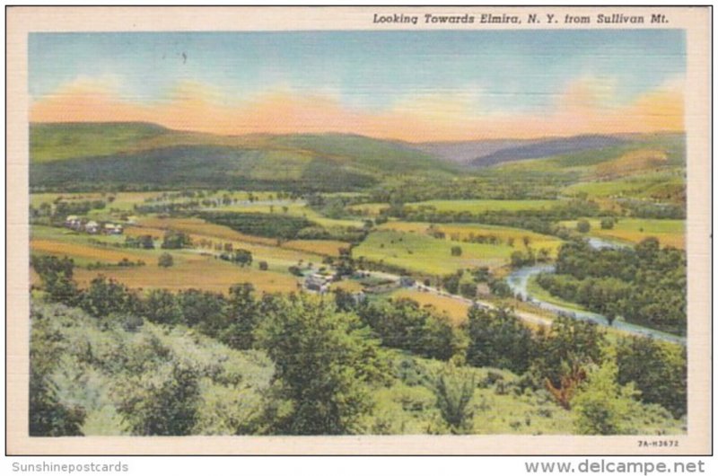 New York Looking Towards Elmira From Sullivan Mountain Curteich