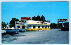 YULEE, Florida FL ~ Roadside Motel BUTLER'S Truck Terminal c1950s Cars Postcard