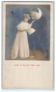c1905 Woman Just A Slice For You Minnesota MN RPPC Photo Antique Postcard