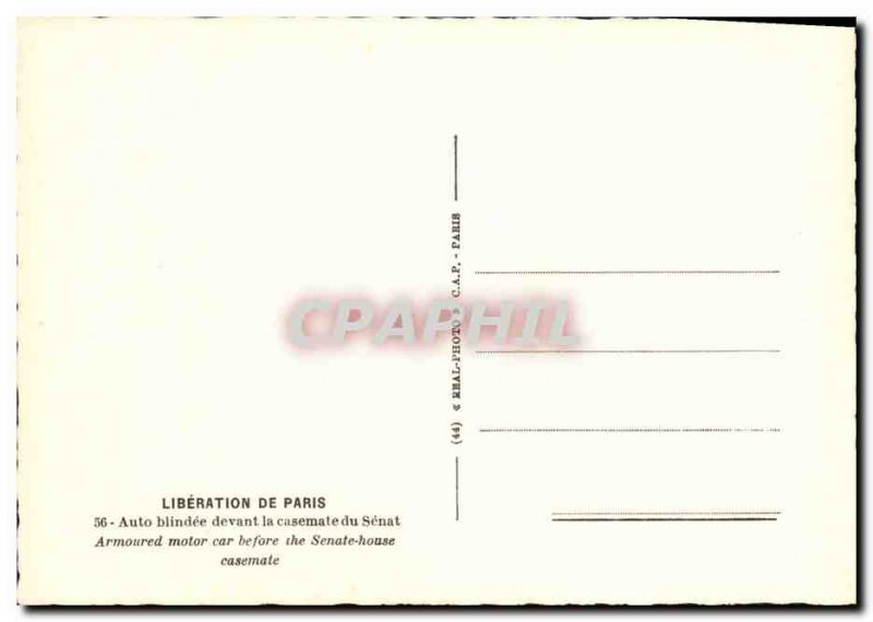 Postcard Modern Army Liberation of Paris Auto armored front of the bunker of ...