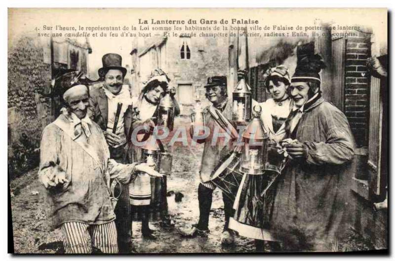 Old Postcard Gars Falaise and Ieurs Lanterns Folklore Costume