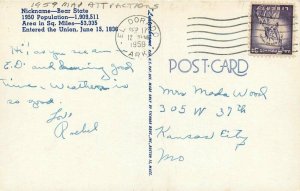 Arkansas 1959 Map Attraction Postcard Tichnor 20-10101