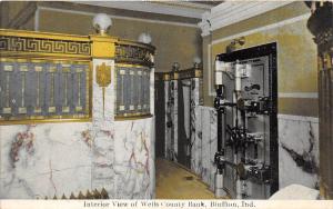 D42/ Bluffton Indiana In Postcard 1911 Wells County Bank Interior Safe