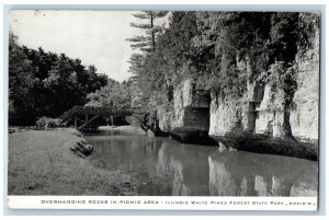 DeKalb Illinois IL Postcard Overhanging Rocks In Picnic Area c1960's Vintage