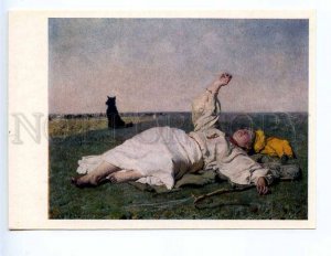 238510 POLAND Jozef Helmonsky Indian summer TERRIER DOG old russian postcard