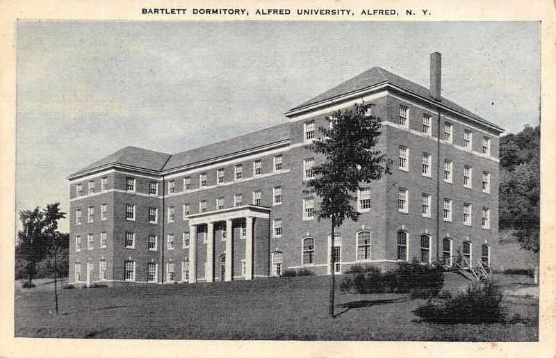 Alfred University New York~Bartlett Dormitory 1937 Blue Sky Postcard