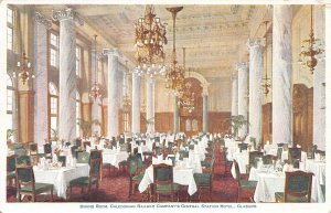 Dining Room, Central Station Hotel, Glasgow, Scotland, early postcard, unused