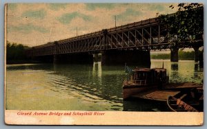 Postcard Philadelphia PA c1908 Girard Avenue Bridge Schuylkill River Canoe Boat