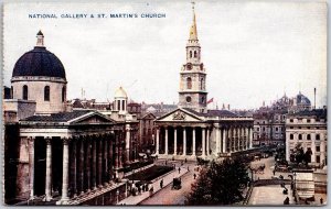 National Gallery and St. Martin's Church London England Street View Postcard