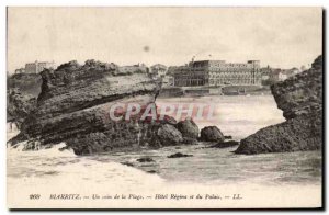 Old Postcard Biarritz A Corner Of The Beach Hote Regina And Du Palais