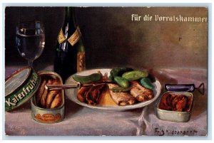 1917 For the Pantry Wine Canned Goods Chemnitz Germany Oilette Tuck Art Postcard