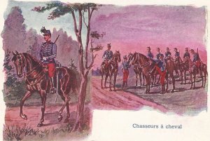 Chasseurs a cheval Old vintage French postcard