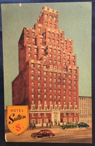 Linen Postcard Unused Hotel Sutton NYC NY LB
