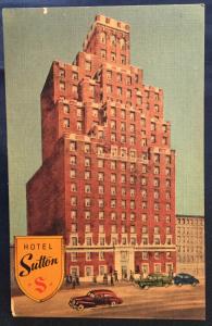 Linen Postcard Unused Hotel Sutton NYC NY LB