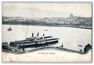 c1905 Steamer Landing La Rade De Geneve Switzerland Unposted Antique Postcard