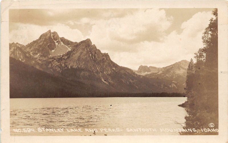 H83/ Sawtooth Mountains Idaho RPPC Postcard c1950s Stanley Lake 170