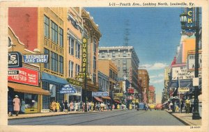 Postcard 1947 Louisville Kentucky Fourth Street looking North Teich 24-5568