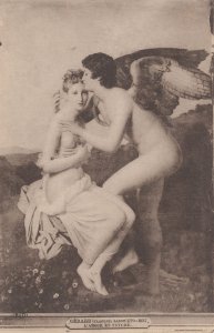 Gerard L'Amour Et Psyche Angels Lovers Antique Painting Postcard