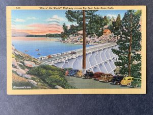 Rim Of The World Hwy Big Bear Lake Dam, Big Bear CA Linen Postcard H1163083922