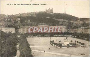 Old Postcard Lyon Place Bellecour and the Coteau de Fourviere