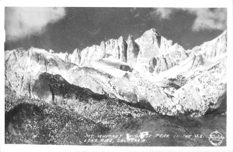 RPPC MT. WHITNEY Lone Pine, CA Inyo Co. Frashers Photo Owens Valley 40s Postcard