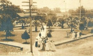 C.1910s Grindley Park & Depot Gridley, California RPPC Real Photo P109