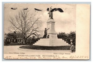 Vintage 1904 Photo Postcard Roger Williams Park Statue Providence Rhode Island