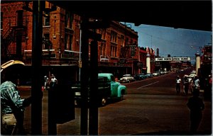 Postcard TX Fort Worth Historic Downtown Classic Cars Cowboy Hats 1960s S49