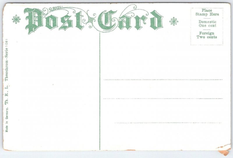 Vintage Lithograph Postcard USS Battleship at Night with Spotlight, Pre-1907