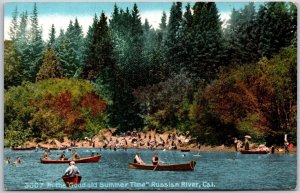 In The Good Old Summertime Russian River California CA Boating Postcard