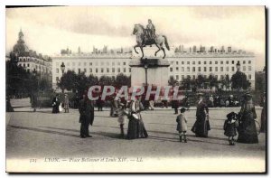 Postcard Old Lyon Bellecour Square Illustrious Louis XIV Statue