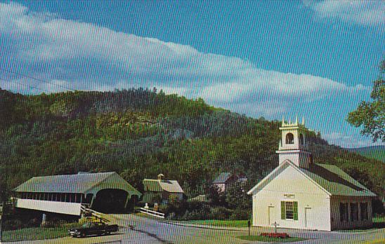 Covered Bridge and Church Stark New Hamshire