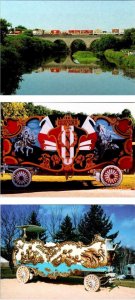 3~4X6 Postcards Baraboo, WI Wisconsin CIRCUS WORLD TRAIN Carrying ANTIQUE WAGONS