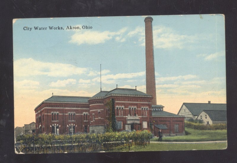 AKRON OHIO CITY WATER WORKS VINTAGE POSTCARD 1911