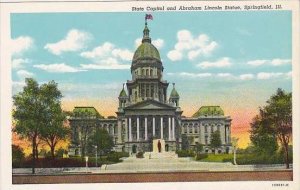 Illinois Springfield State Capitol And Adraham Lincoln Statue