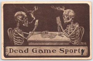 1909 Skeleton Poker Game Postcard - Dead Game Sports by Arthur Lewis Halloween