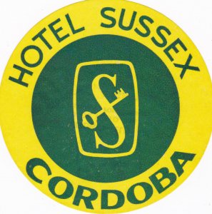 Argentina Cordoba Hotel Sussex Vintage Luggage Label sk2495